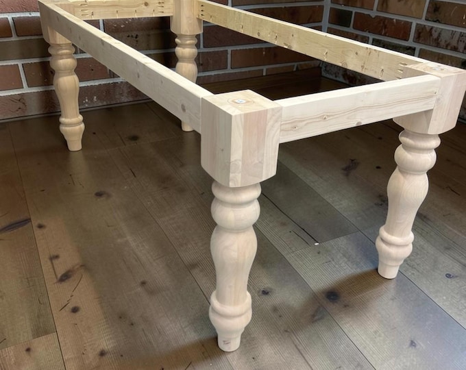 Chunky Turned Table Legs DIY Farmhouse Kit Unfinished Base Dining Furniture Custom