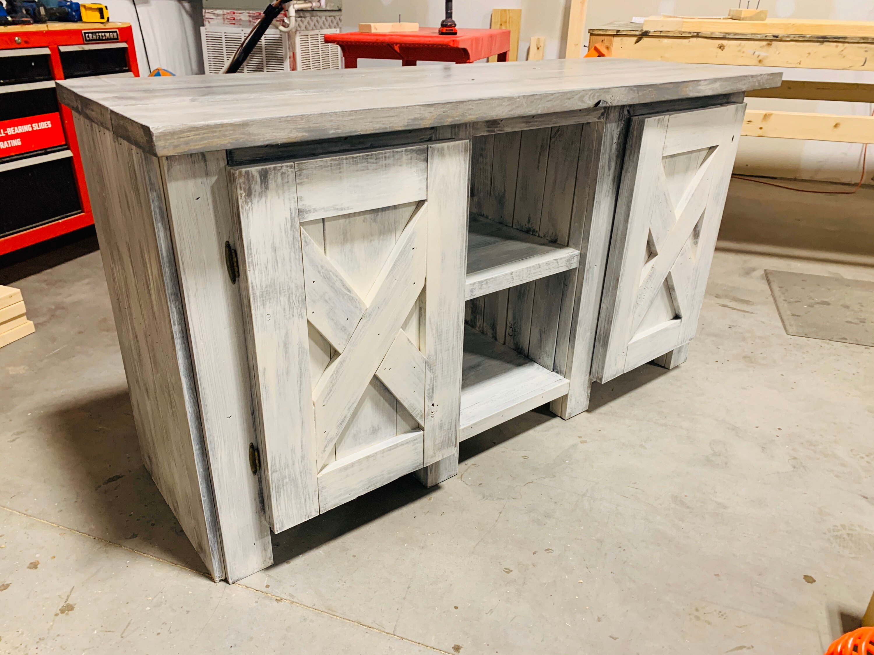 Rustic white buffet table deals