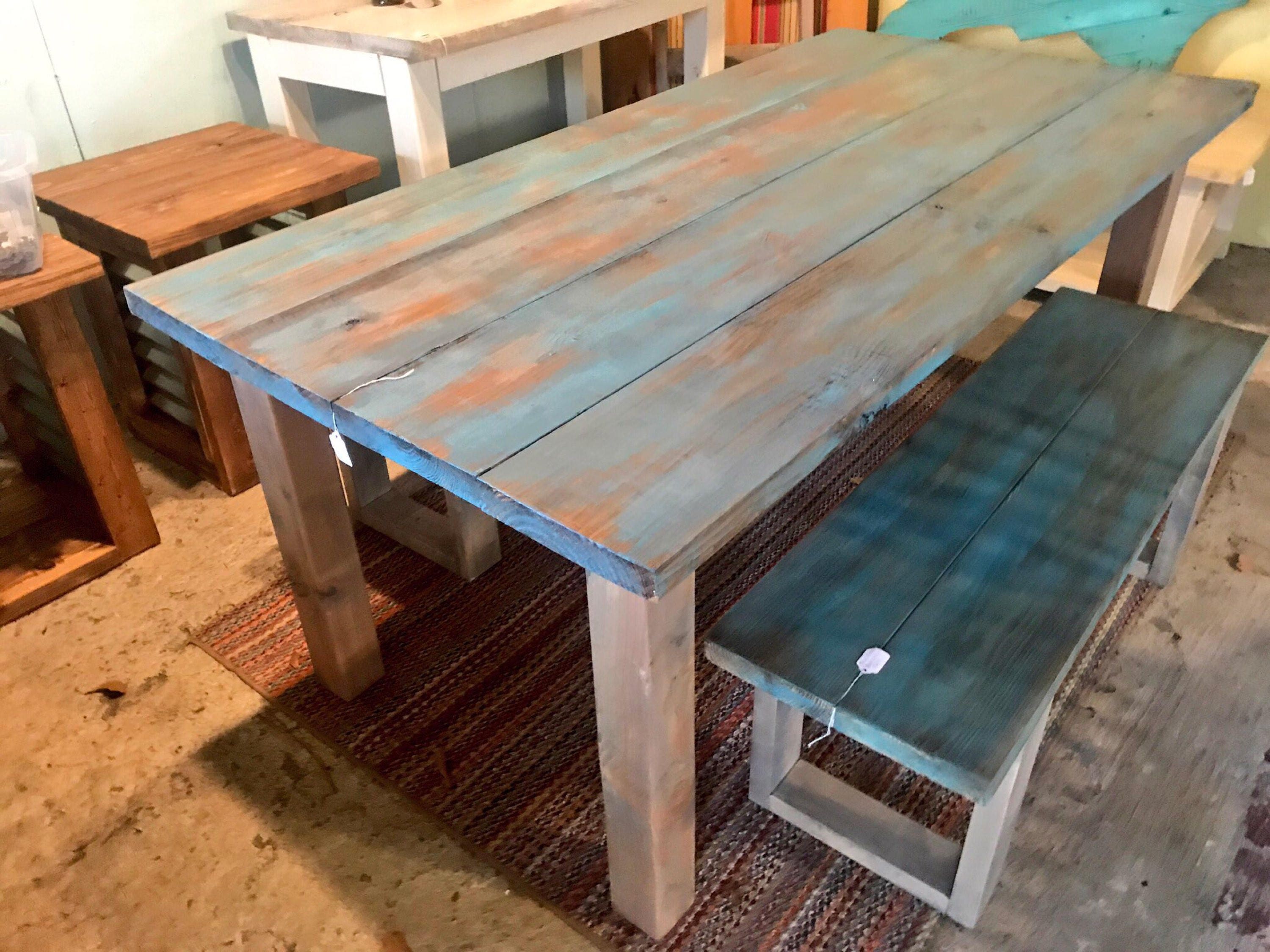 Teal farmhouse sale table