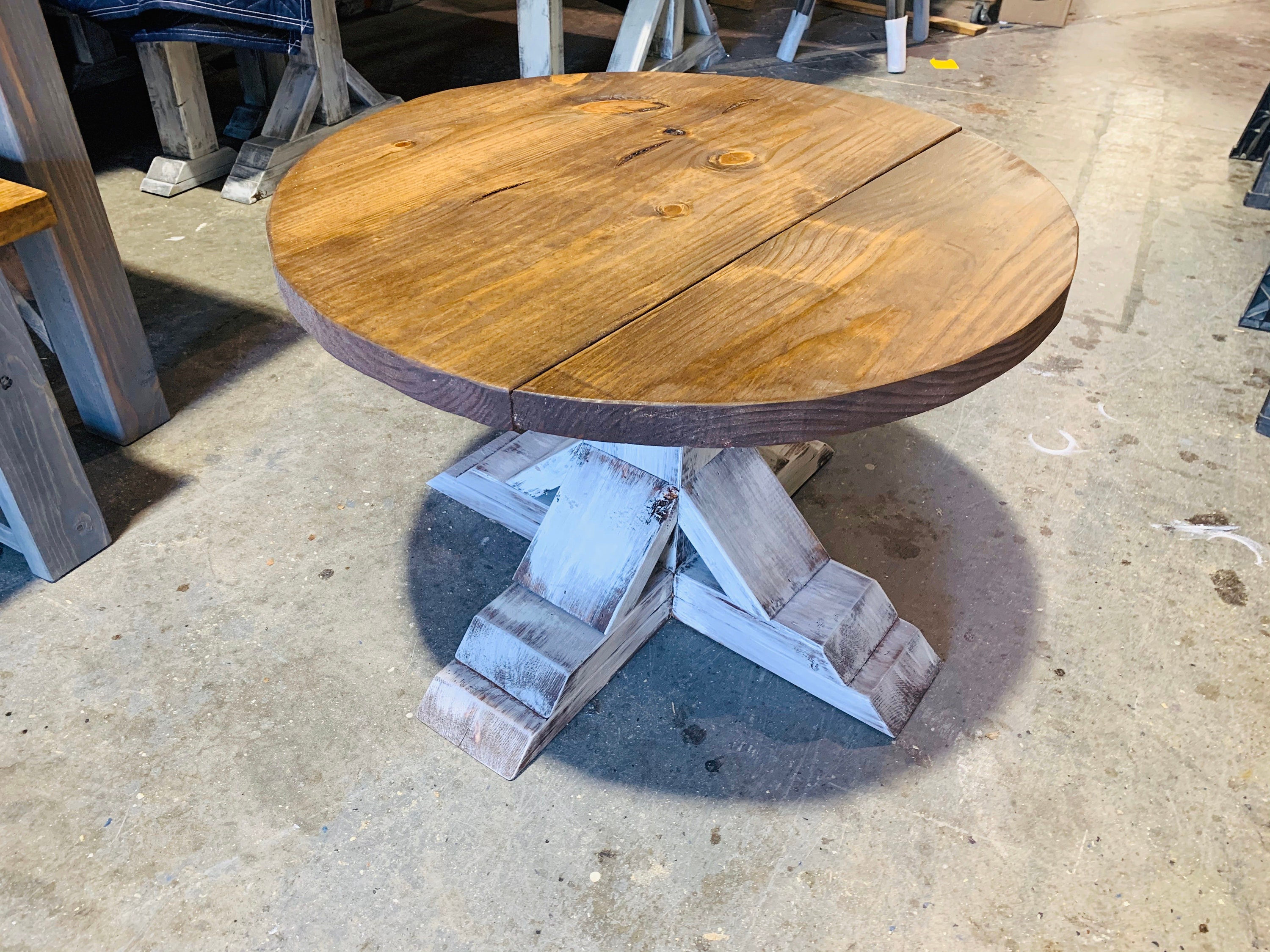 farmhouse living room round coffee table