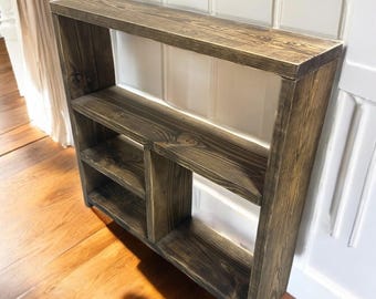 Narrow Console Table - Bookcase Small Wood Shelving Unit - Rustic Entryway Table - Farmhouse Decor Display Stand Shelf