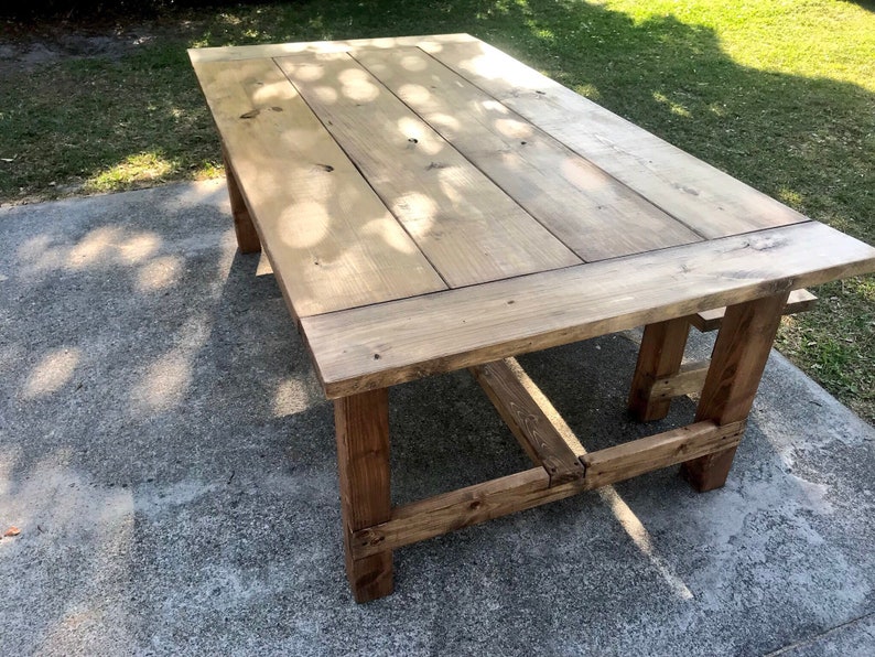 Rustic 7ft Farmhouse Table with Breadboard Ends and Bench Etsy