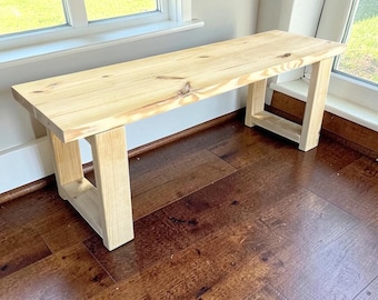 DIY Farmhouse Wood Bench Kit: Unfinished Rustic Entryway Furniture