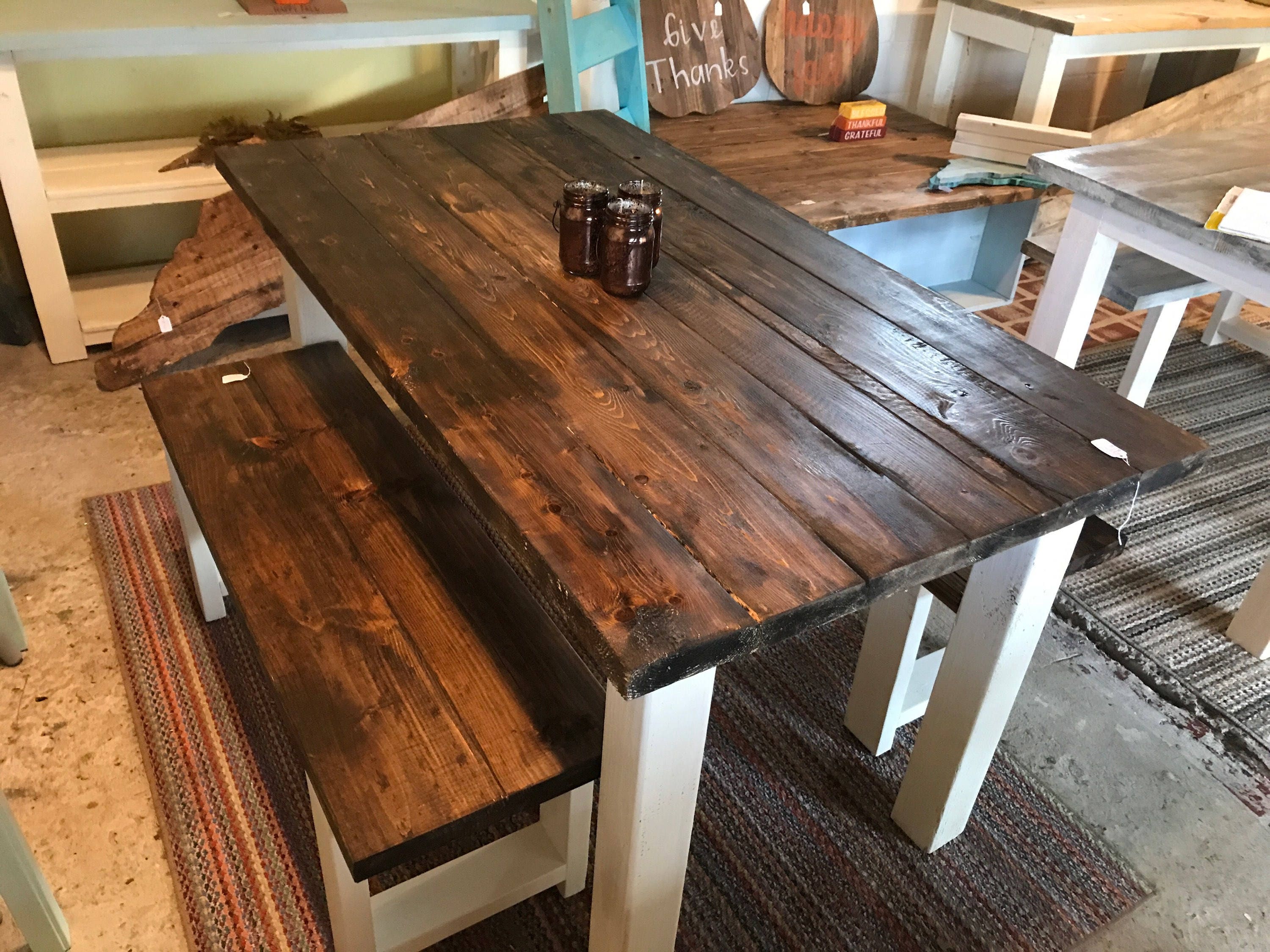 modern farmhouse kitchen table with bench