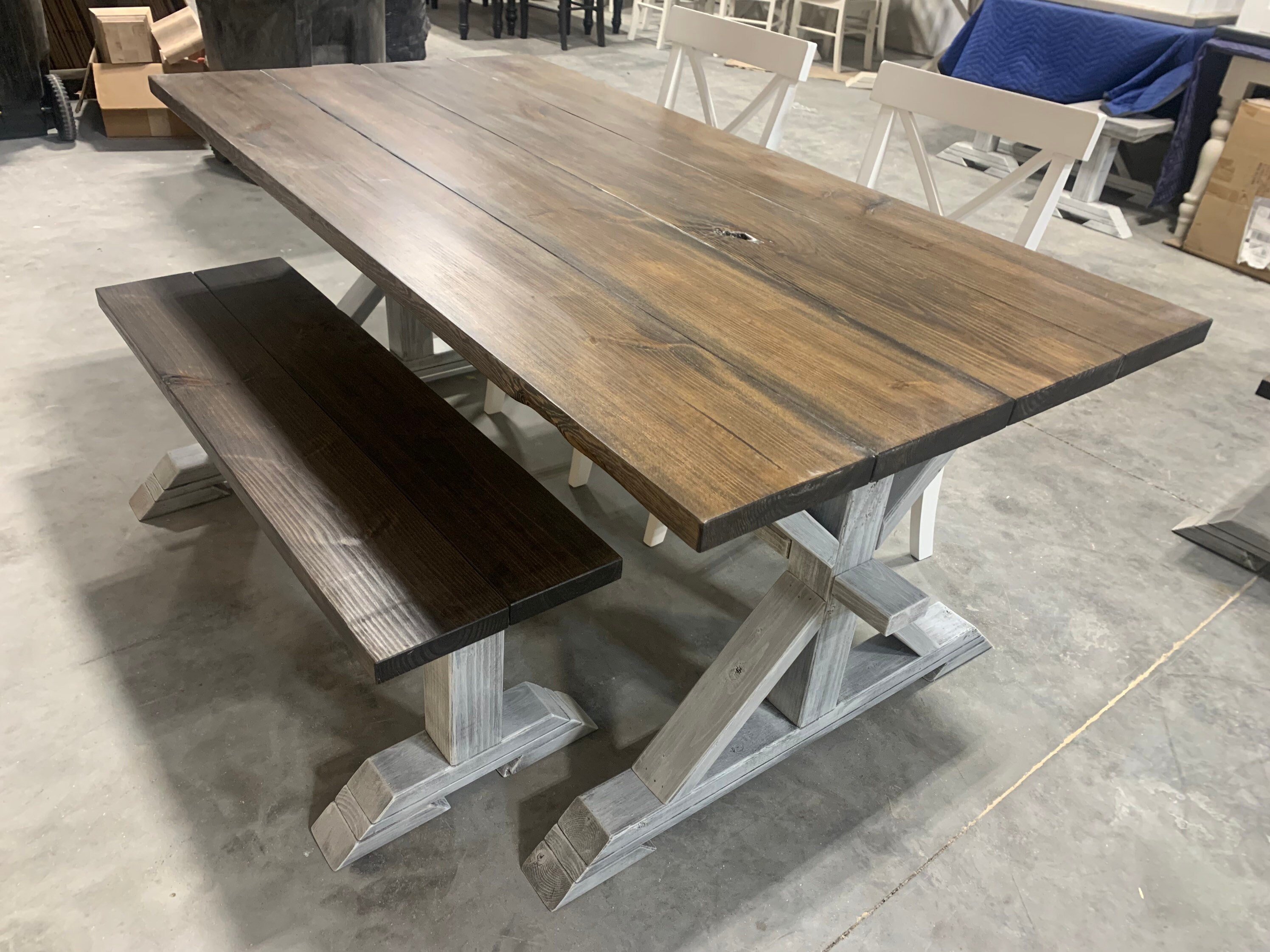 Conjunto mesa extensible y sillas salón comedor estilo rústico cera nogal  Veracruz