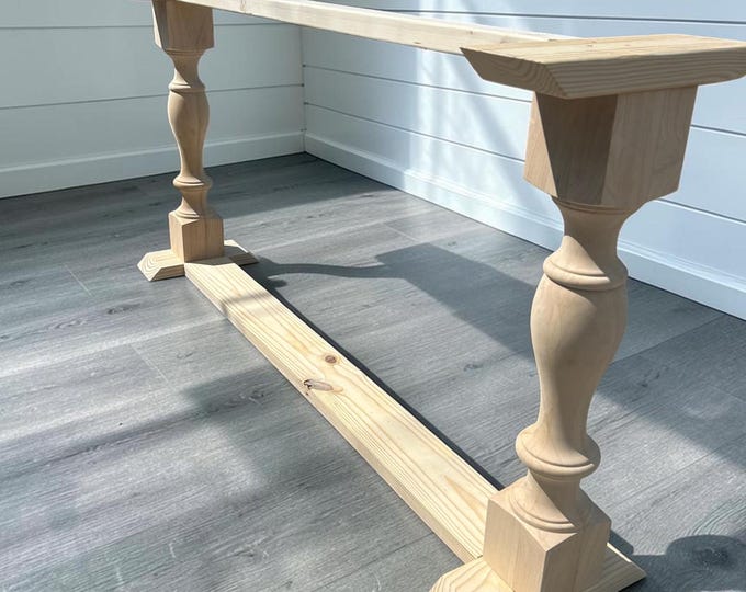 DIY Console Table Kit Monastery Legs Turned Wood Farmhouse Entryway Sofa Base Unfinished Furniture