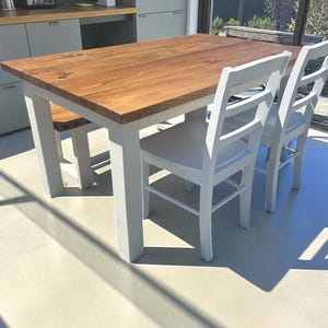 Small Farmhouse Dining Table Set With Bench and Chairs