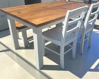 Small Farmhouse Dining Table Set With Bench and Chairs