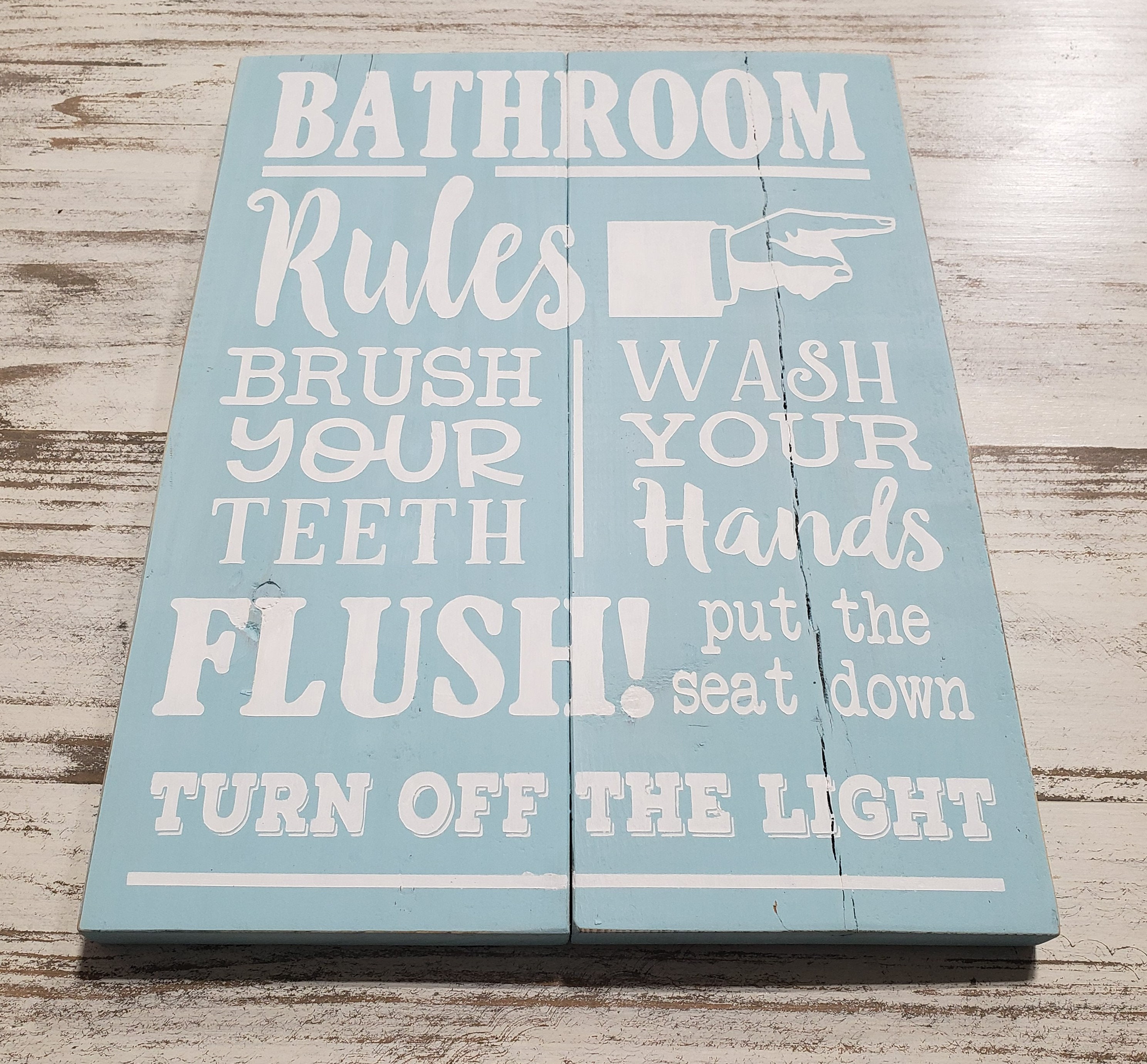 Distressed Bathroom Sign