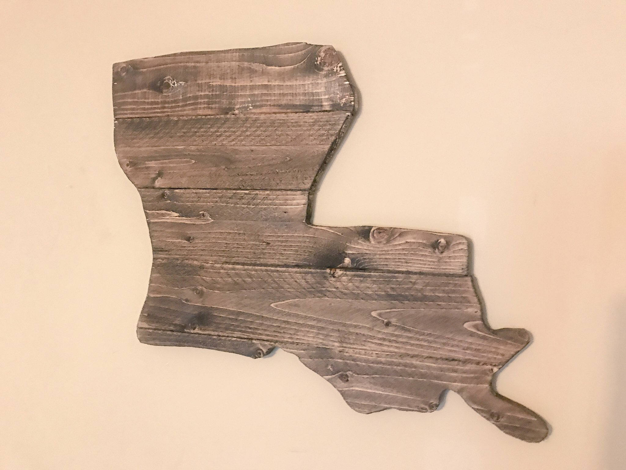 Louisiana Wooden State Cutout Sign with Rustic Walnut Stain LA wall Decor and Wall Art