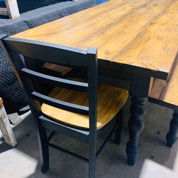Black Farmhouse Table and Chairs Etsy