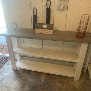 Farmhouse Narrow Bookcase: Gray Top, Antique White Base