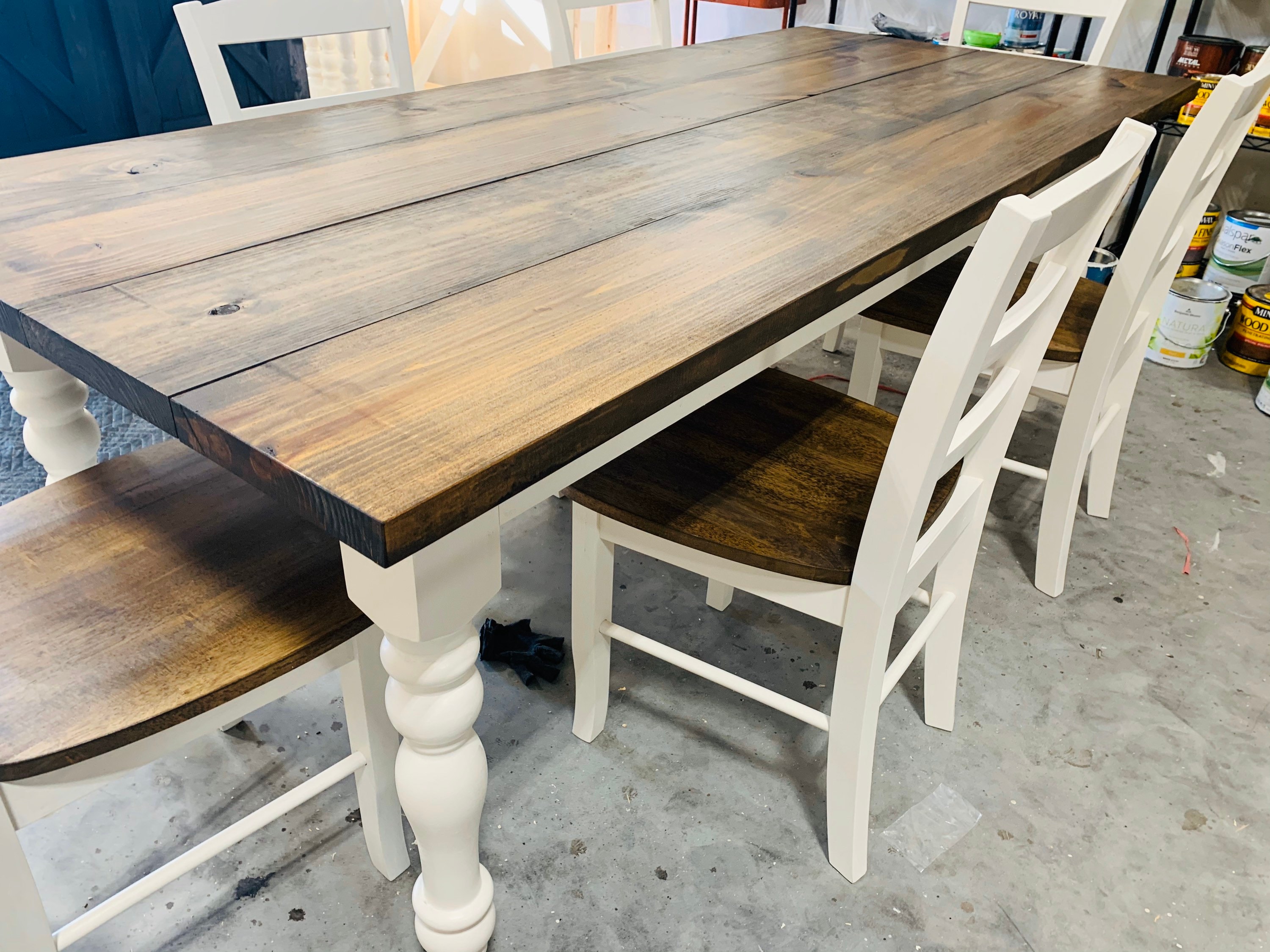 White table deals top dark legs