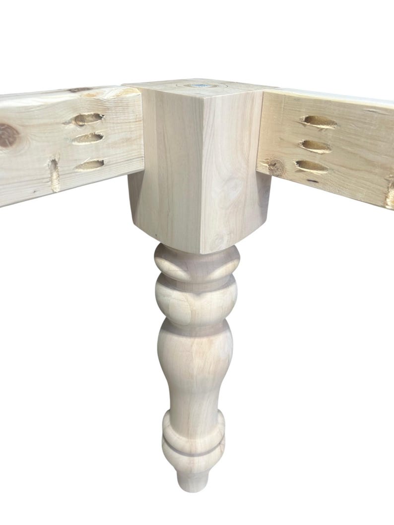 Actual unfinished chunky turned-leg table base kit