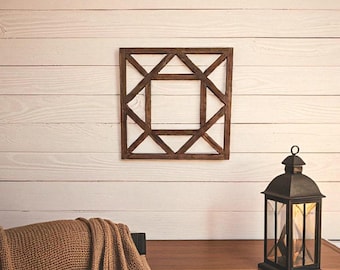 Rustic Geometric Wooden Lattice Wall Art