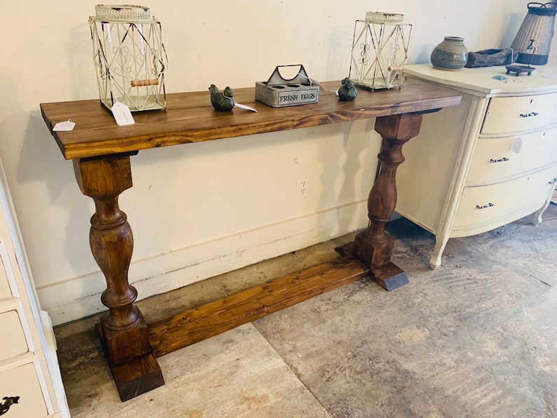 Rustic Farmhouse Entryway Table with shelve and Turned Legs Etsy