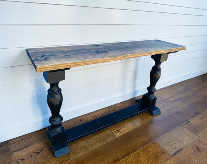 Farmhouse Console Entryway Sofa Hallway Rustic Turned Wooden Accent Foyer Handmade Storage Table Furniture