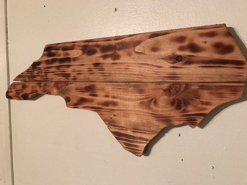 North Carolina Torched Wood Cutout Sign Pine Stained Rustic Etsy