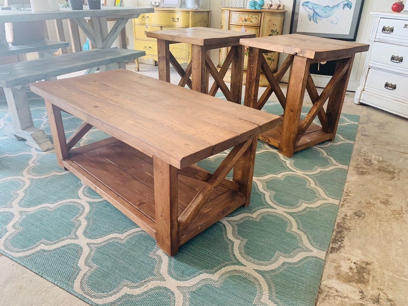 Farmhouse Living Room Set End Tables And Coffee Table Image 0