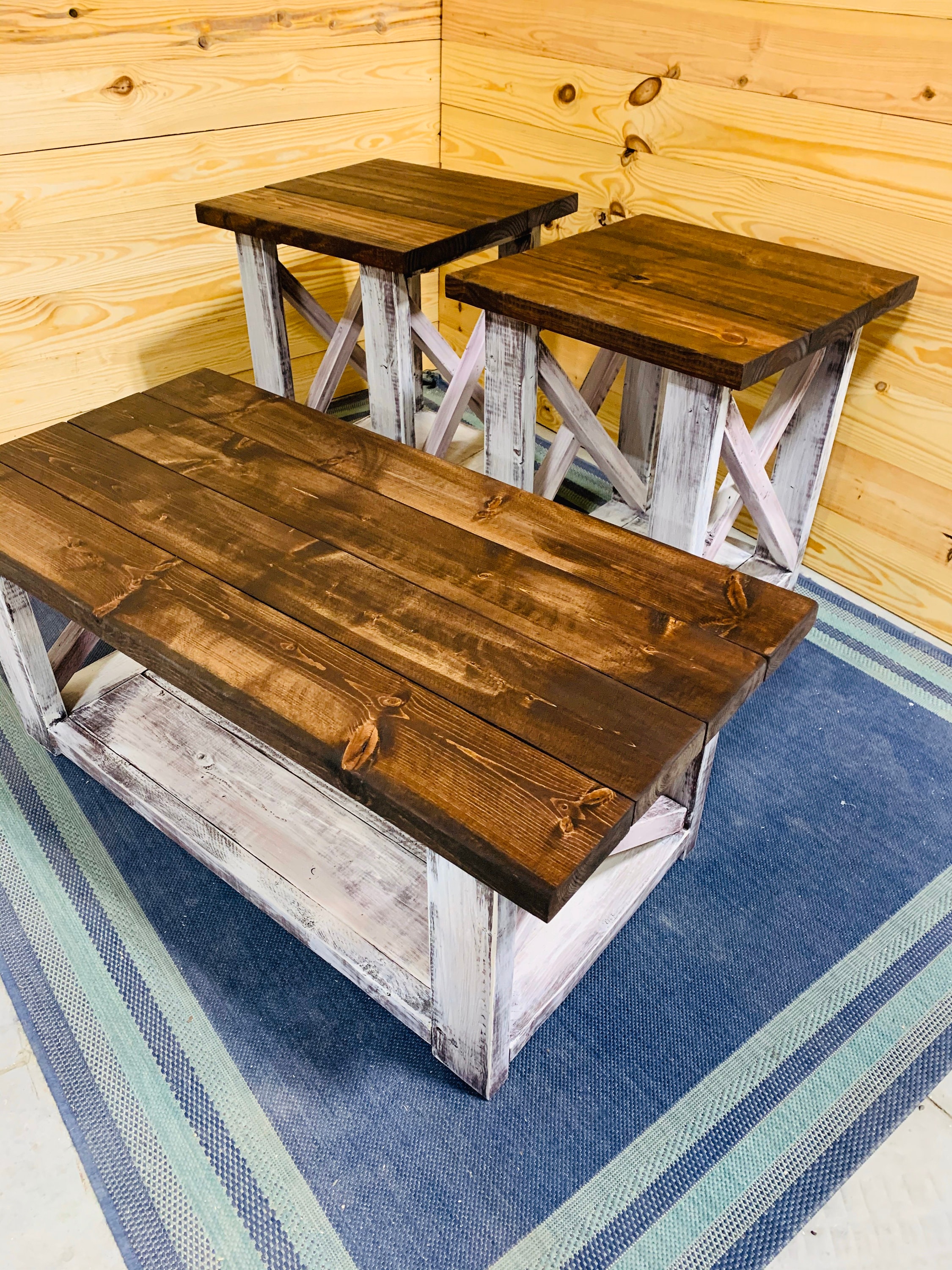 Farmhouse Living Room Set, End Tables Set and Coffee Table ...