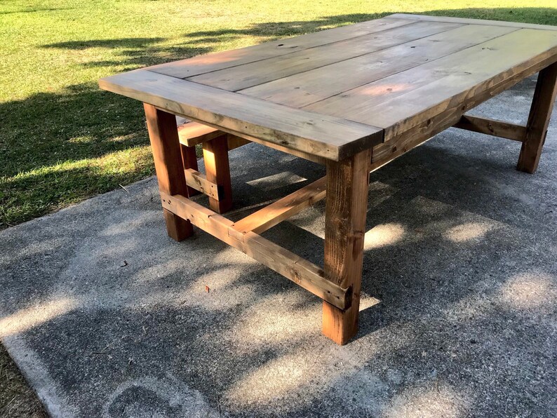 Rustic 7ft Farmhouse Table with Breadboard Ends and Bench Etsy