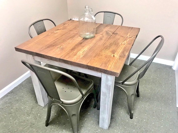 Square Farmhouse Table Rustic Small, Small Rustic Dining Room Table And Chairs