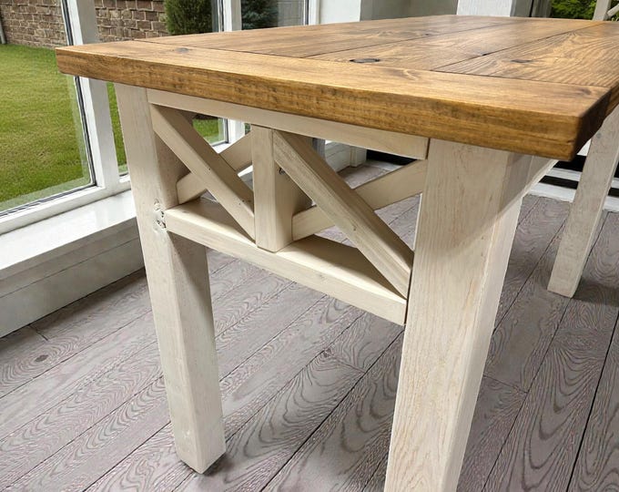 Counter Height Farmhouse Table | Rustic Pub Style Dining Table for Small Spaces