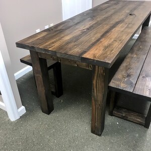 Farmhouse Table With Benches Brown Dining Set Table Set Dark