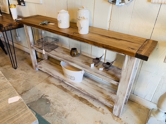 Rustic Farmhouse Narrow Bookcase Console or Entryway Table With
