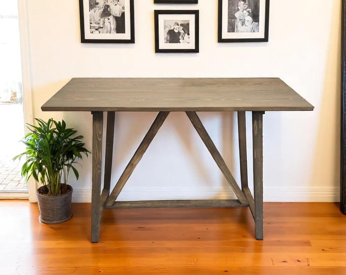 Modern Entryway Table with Angled Legs in Solid Sandstone