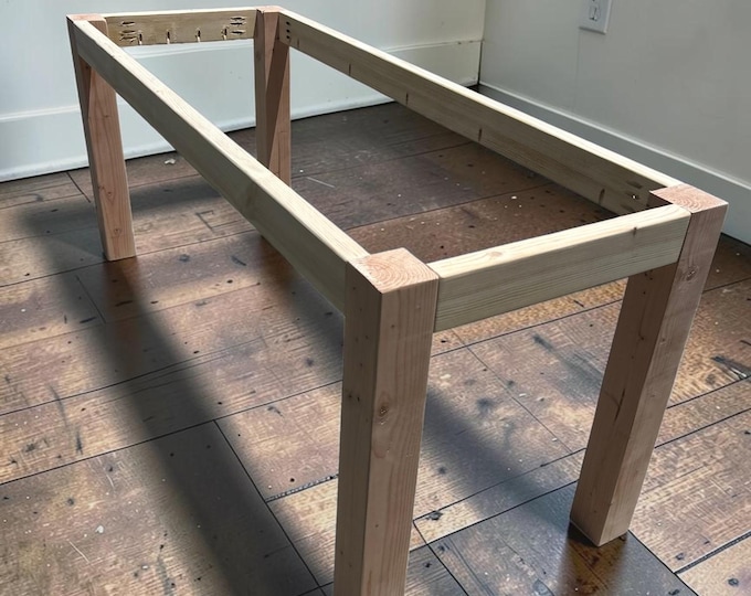 Farmhouse Table Kit Straight Legs DIY Dining Base Unfinished Wood Furniture Build Custom