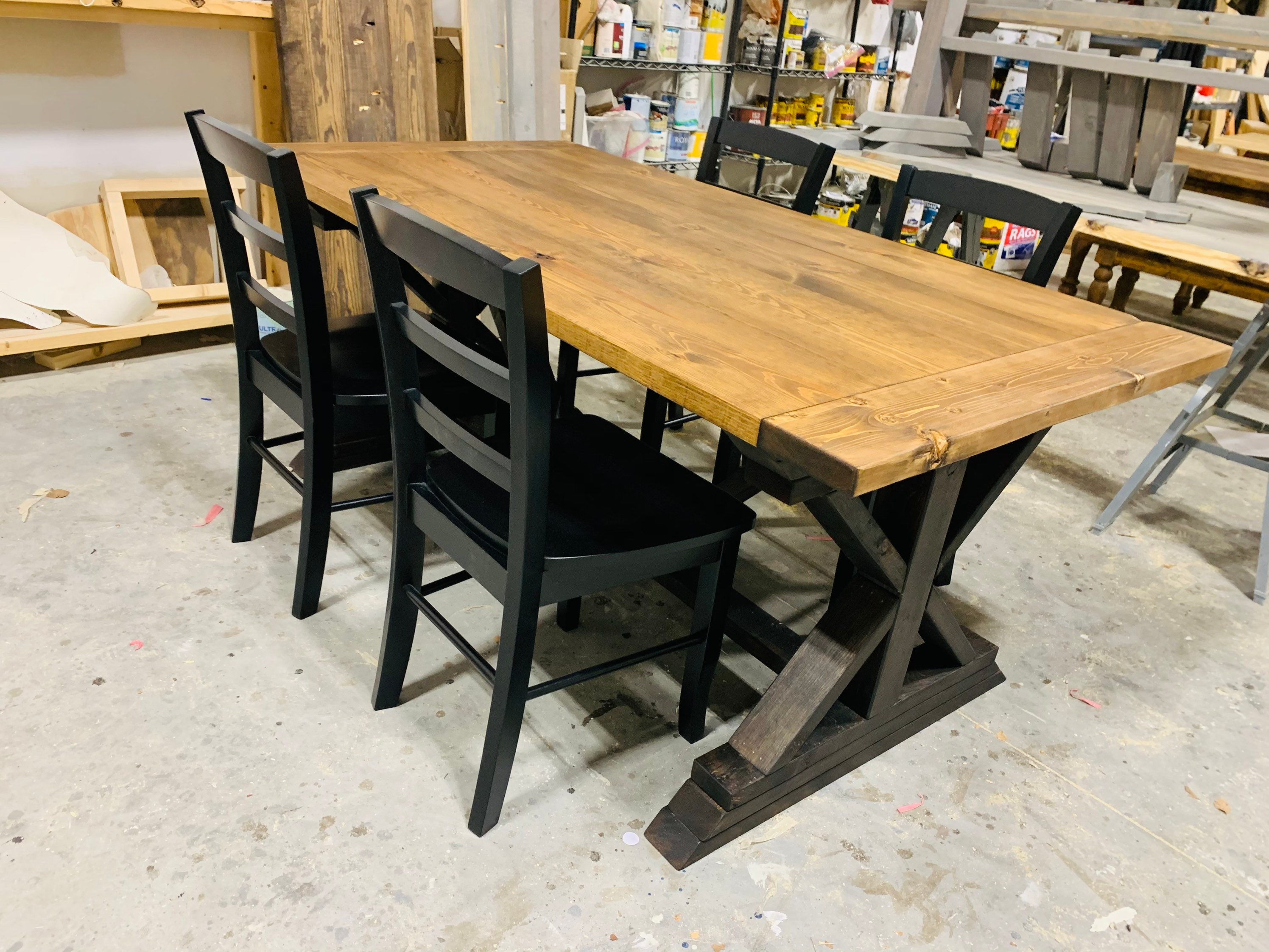 Black dining table farmhouse sale