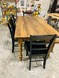 Rustic Farmhouse Dining Set: Provincial Brown Table, Black Ladder Back Chairs