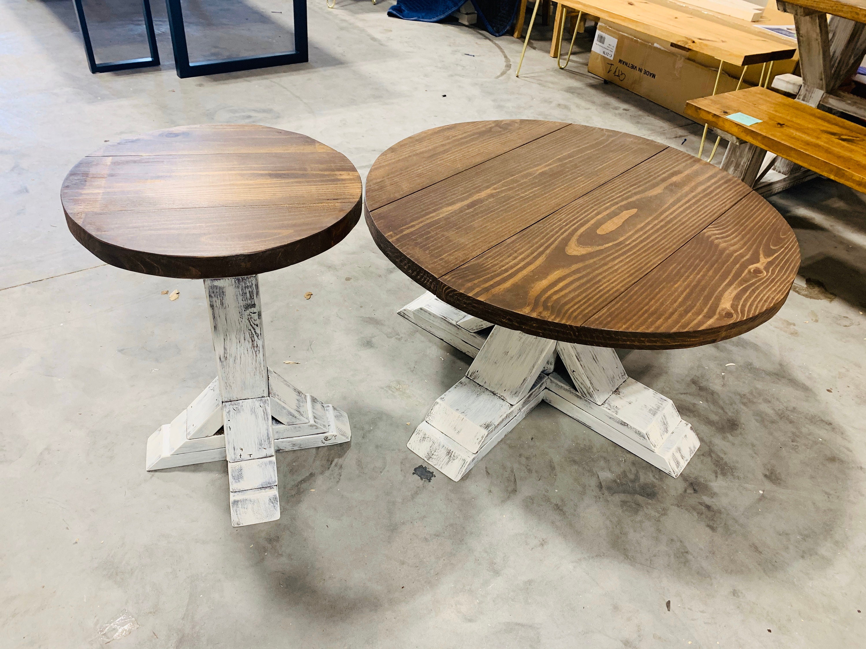 farmhouse living room round coffee table