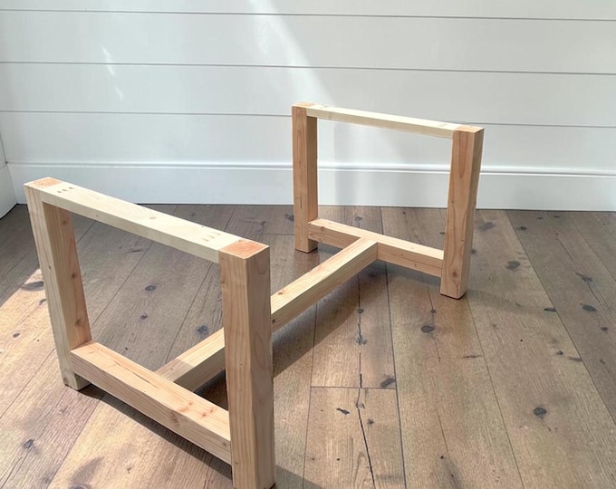 DIY Farmhouse Table Kit Turned Legs Unfinished Wood Base Fits 5ft 6ft Tops