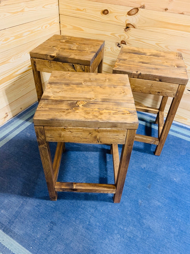Rustic Farmhouse Counter Height Stools Provincial Brown Etsy