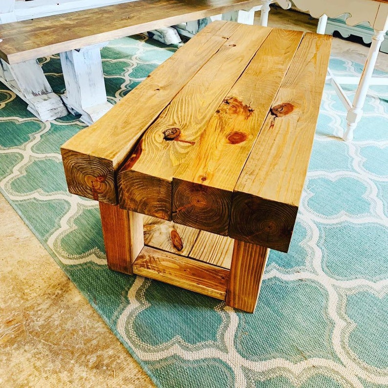 Rustic Farmhouse Chunky Coffee Table Wooden Living Room Etsy