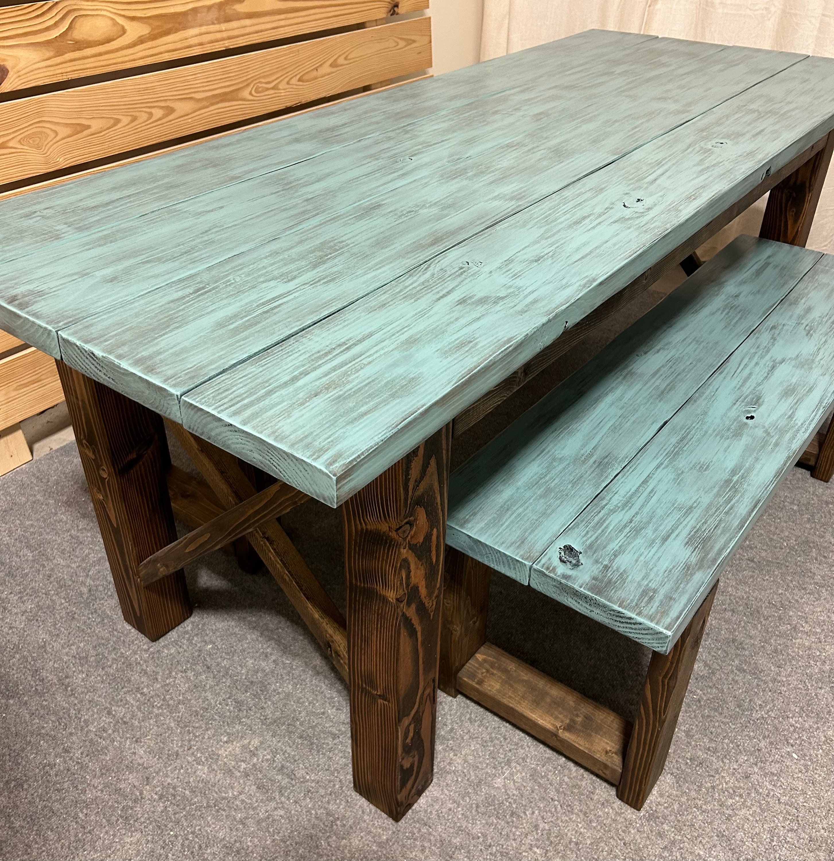 Farmhouse narrow dining table discount