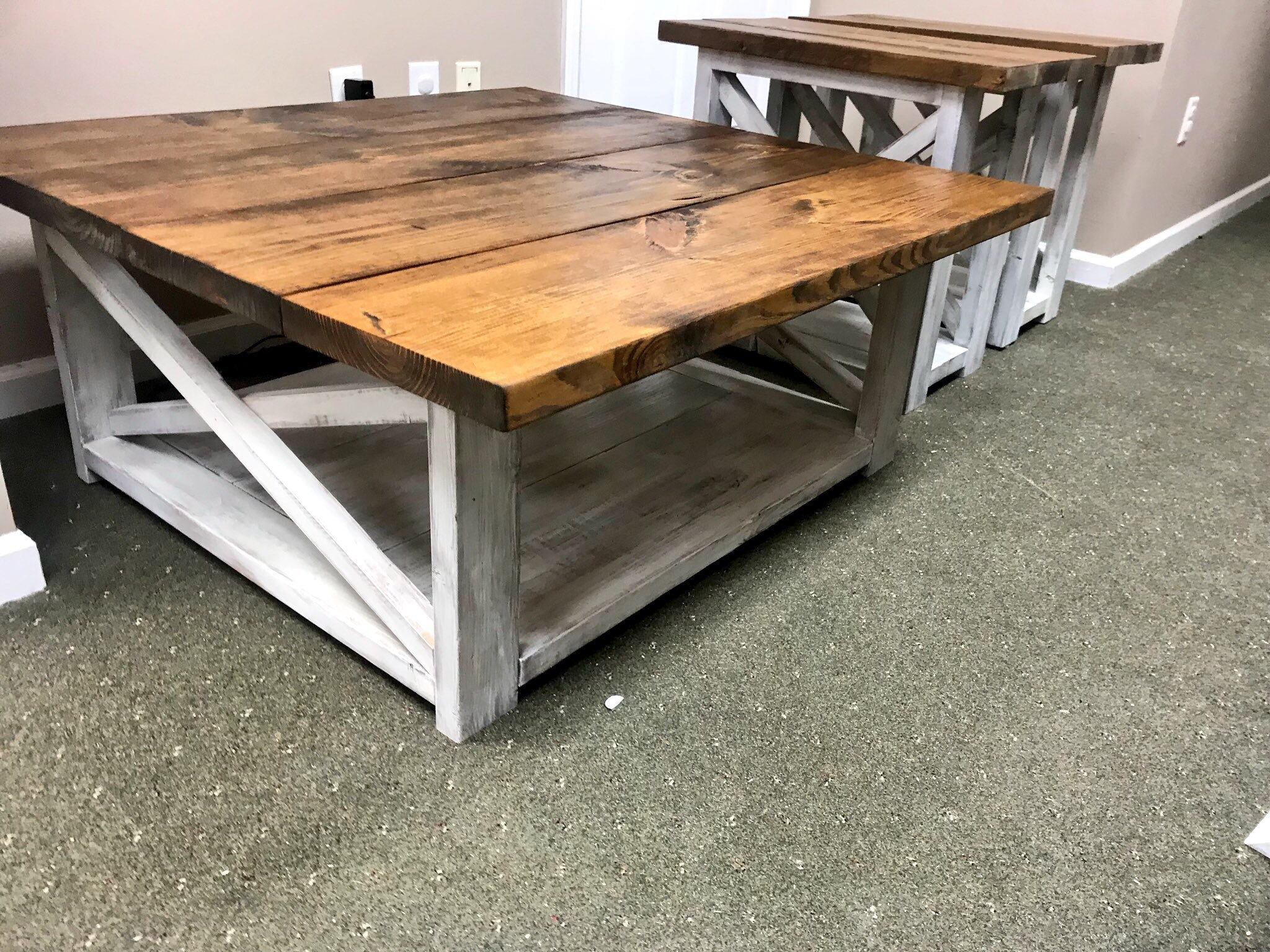 Rustic White End Tables For Living Room