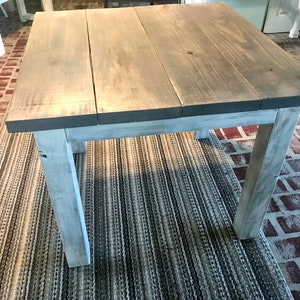 Square Farmhouse Table: Rustic Gray & White Wash Wooden Dining Table image 8
