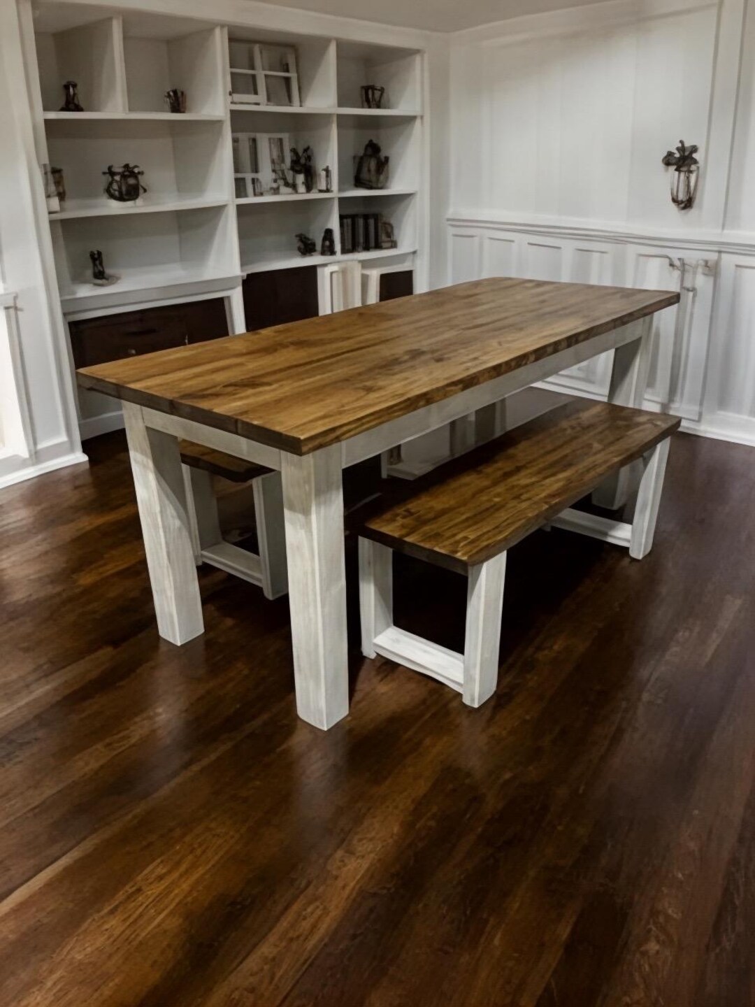6ft Rustic Farmhouse Dining Table Set: Provincial Brown & Distressed ...