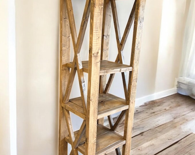 Tall Bookcase - Farmhouse Style Shelving - Special Walnut Brown - Tall Shelving Unit - Kitchen, Livingroom, or Office