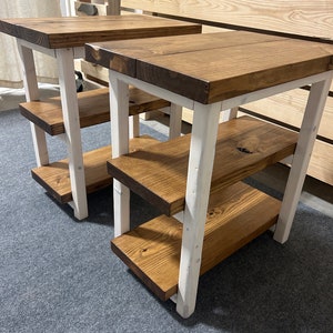 Handmade Farmhouse Ladder End Tables: White & Early American Stain