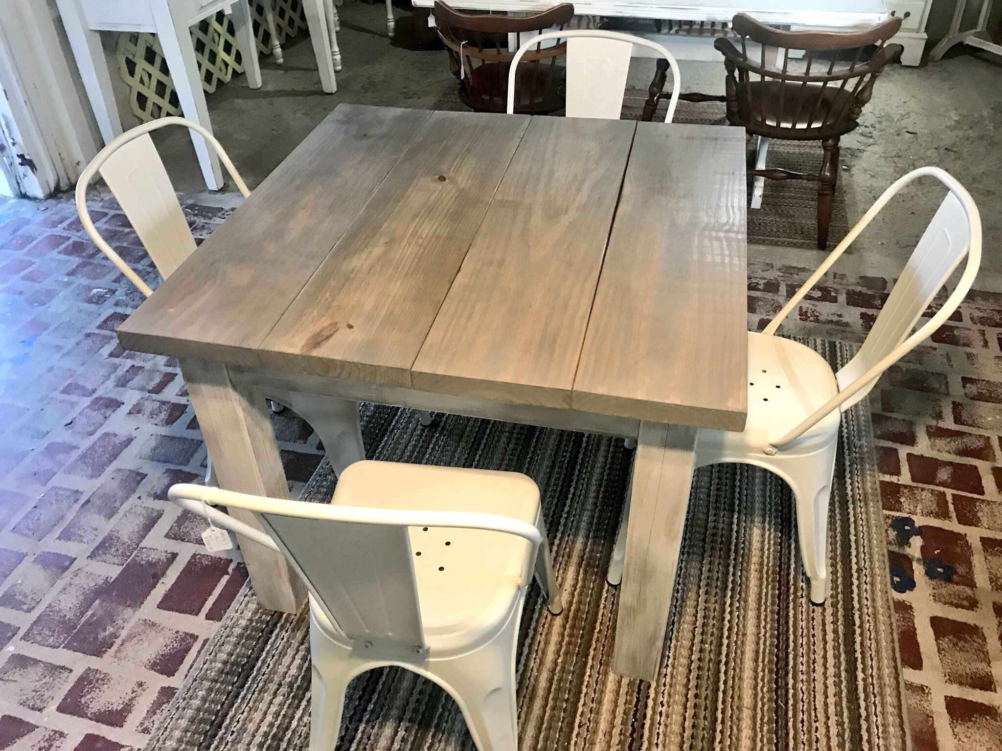 Square Farmhouse Table Rustic Farmhouse Table Dining Set With