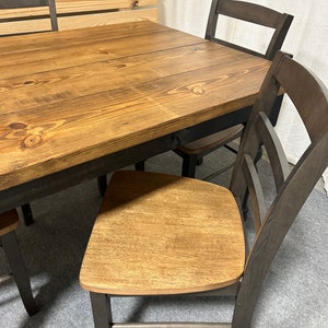 Small Farmhouse Dining Table Set: Black Base, Provincial Brown Top - Etsy