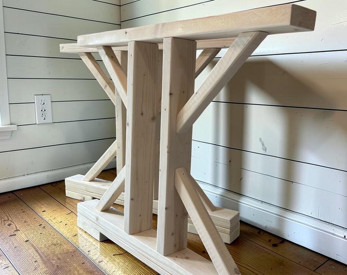 Unfinished Trestle Dining Table Legs: DIY Farmhouse Kitchen Table Base Kit