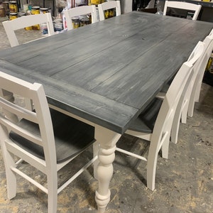 Distressed Gray Dining Room Table and Chairs Etsy