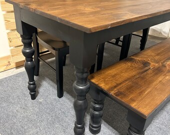 Buy Modern Farmhouse Dining Set: Black Base, Provincial Brown Top