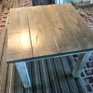 Square Farmhouse Table: Rustic Gray & White Wash Wooden Dining Table image 5