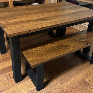 Farmhouse Kitchen Table Bench Solid Pine Rustic Dining Furniture Modern ...